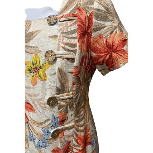 Shelby Palmer  Hawaiian Dress 16 Retro Short Sleeve Below Knee Floral - Picture 7 of 13